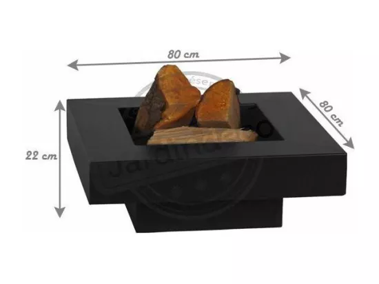 Brasero de jardin carré BACHACHE en acier-80 cm-Acier noir sablé---Acier noir sablé