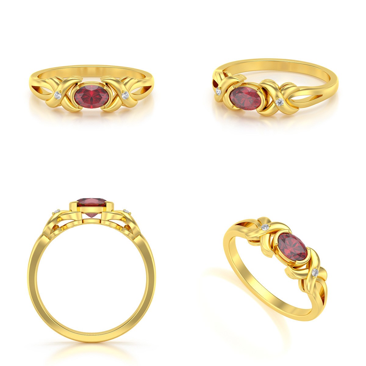 Bague ADEN Or 585 Jaune Rubis et diamants 1.966grs
