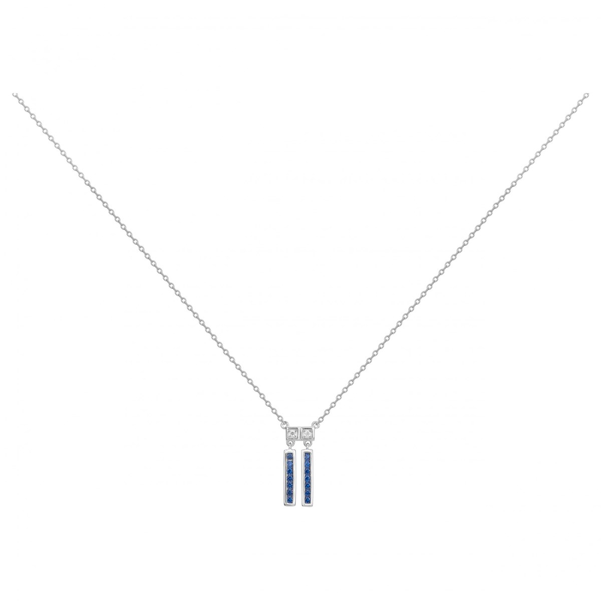 Collier mono-motif en Argent avec spinelle bleu saphir
