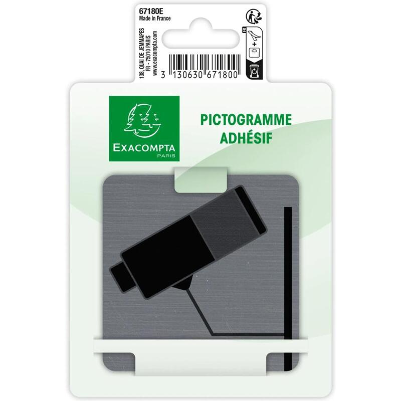 Plaque adhésive imitation aluminium Surveillance caméra 7,5x7,5 cm - Gris