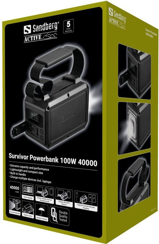 Sandberg - Survivor Powerbank - 40000 mAh - USB-C 100W - Lichtgewicht