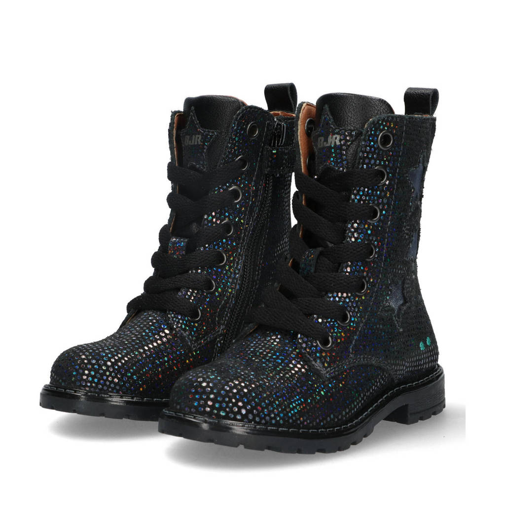 BunniesJR Hailee Happyleren veterboots zwart