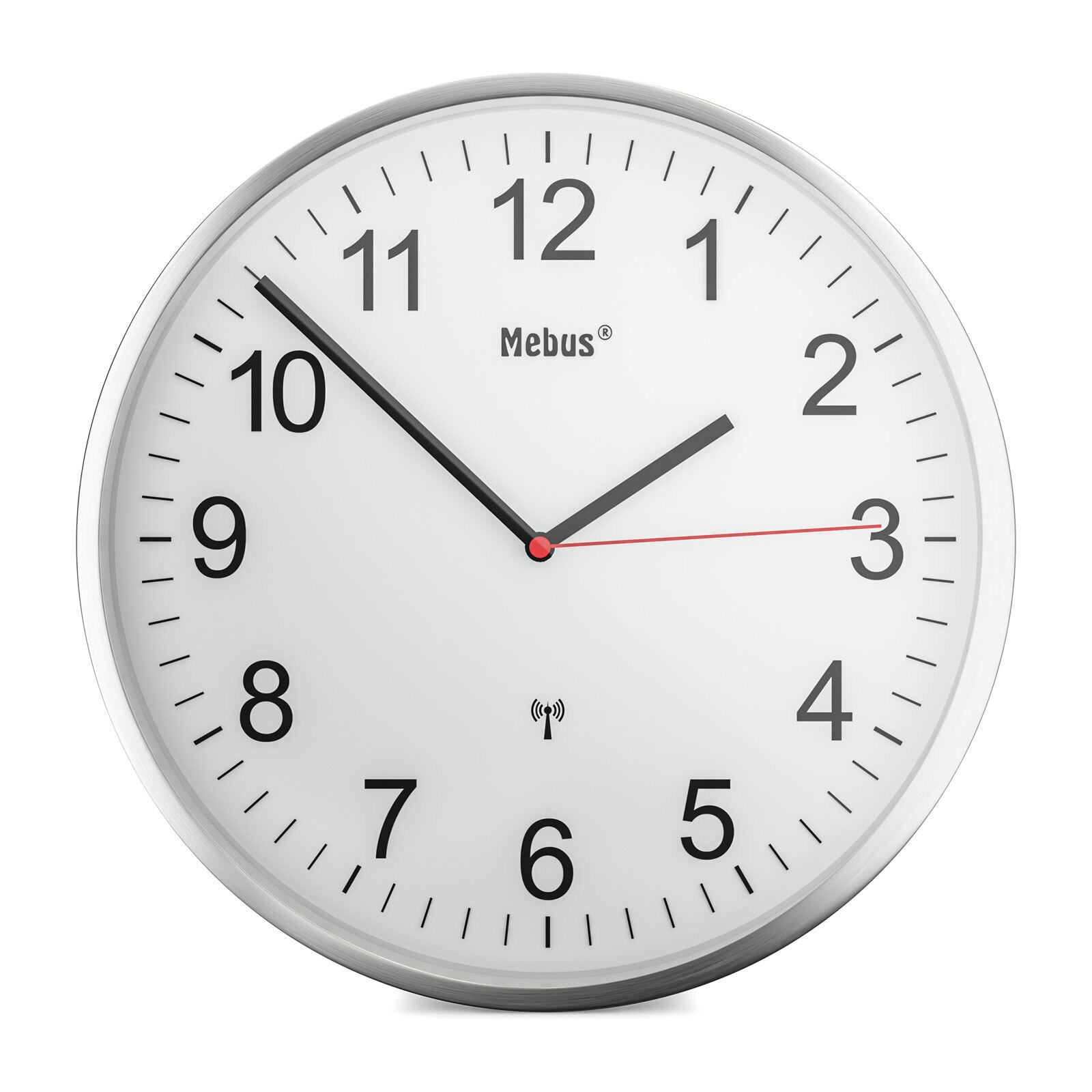 Funk-Wanduhr Silber/Weiß