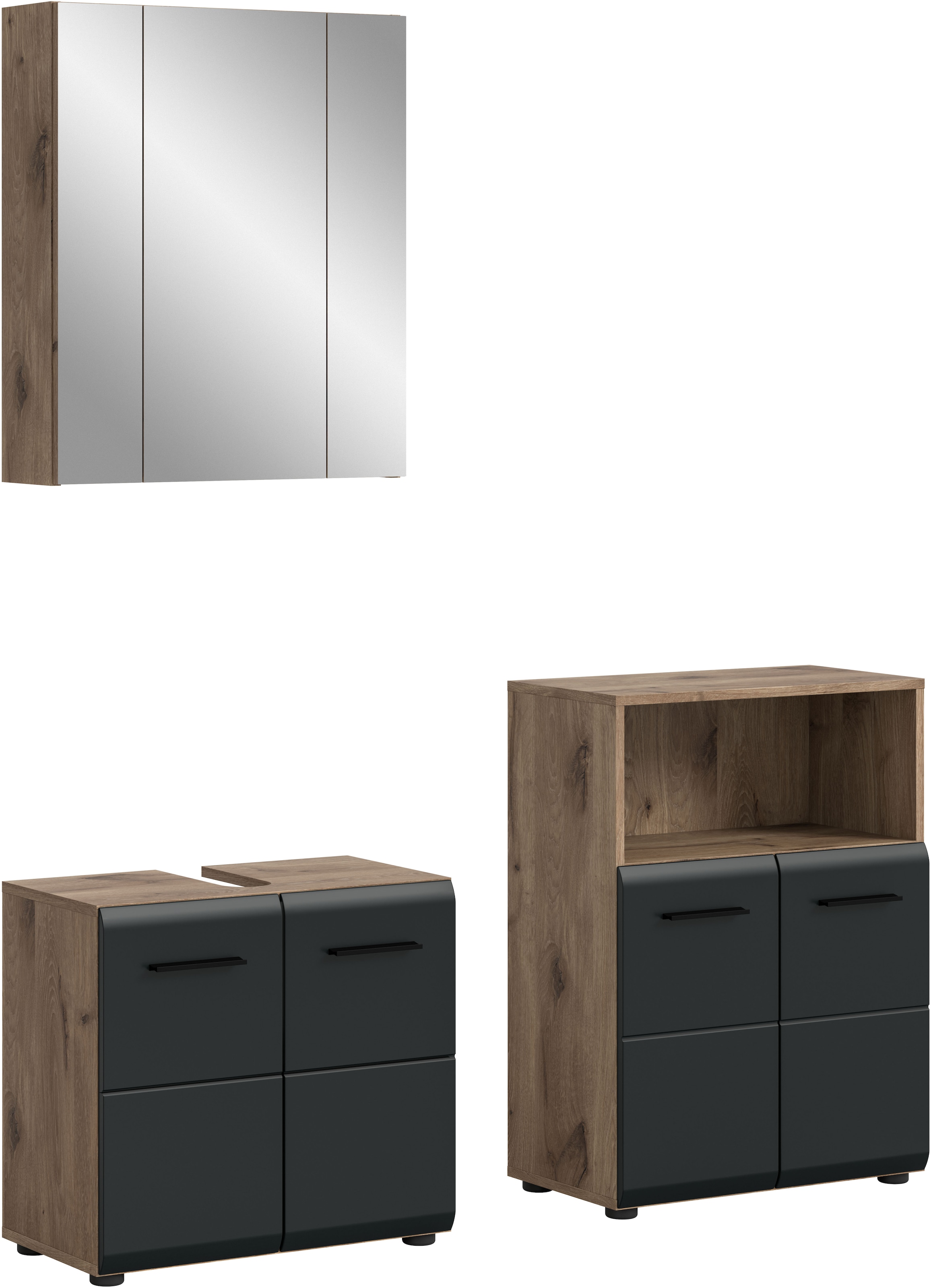 INOSIGN Badmöbel-Set »FLORENZ, TOPSELLER!, 3-teilige Badkombination, hochwertige MDF-Front« Set, best. aus: Waschbeckenunterschrank, Spiegelschrank, Midischrank breit, 3 Stk. tlg.