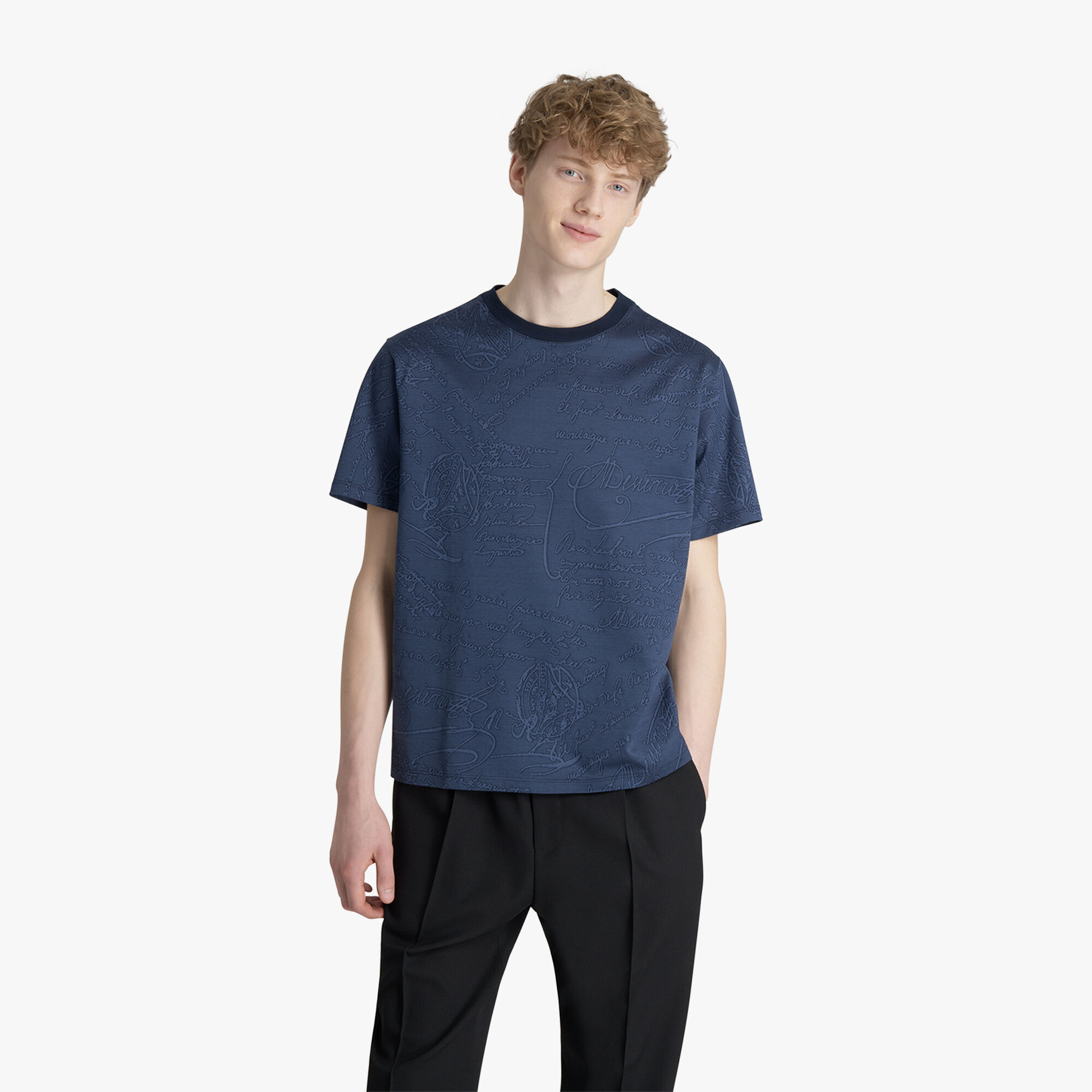 T-Shirt En Jacquard Scritto All-Over