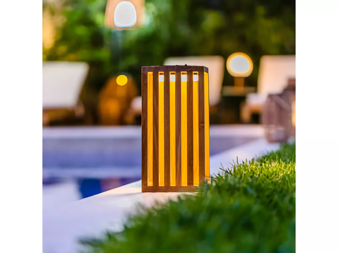 Lanterne solaire décorative CHENNAI Bois Bois H30cm