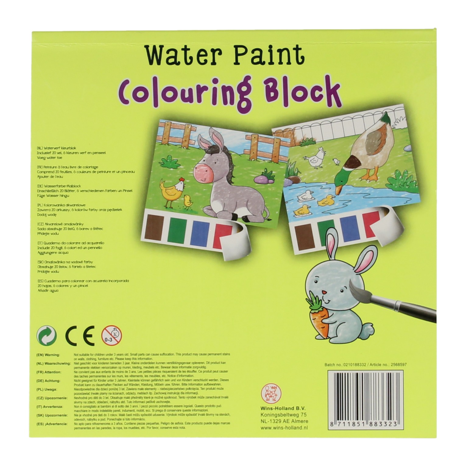 Waterverfkleurboek Set Boerderijdieren