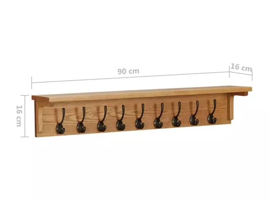 Porte-manteau 90x16x16 cm Bois de chêne massif