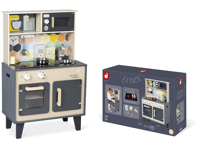 Janod Spielküche Mozaïc Big Cooker Holz Supergrosse Küche mit Zubehör