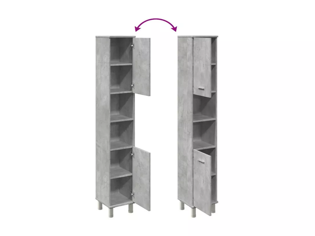 Armoire de salle de bain Gris béton 30x30x179 cm Aggloméré