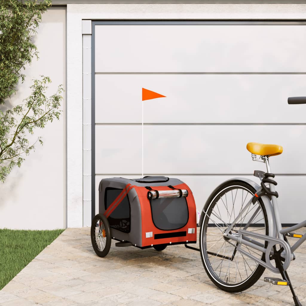 Reboque para cães para bicicleta vidaXL, ferro, tecido Oxford, laranja, preto