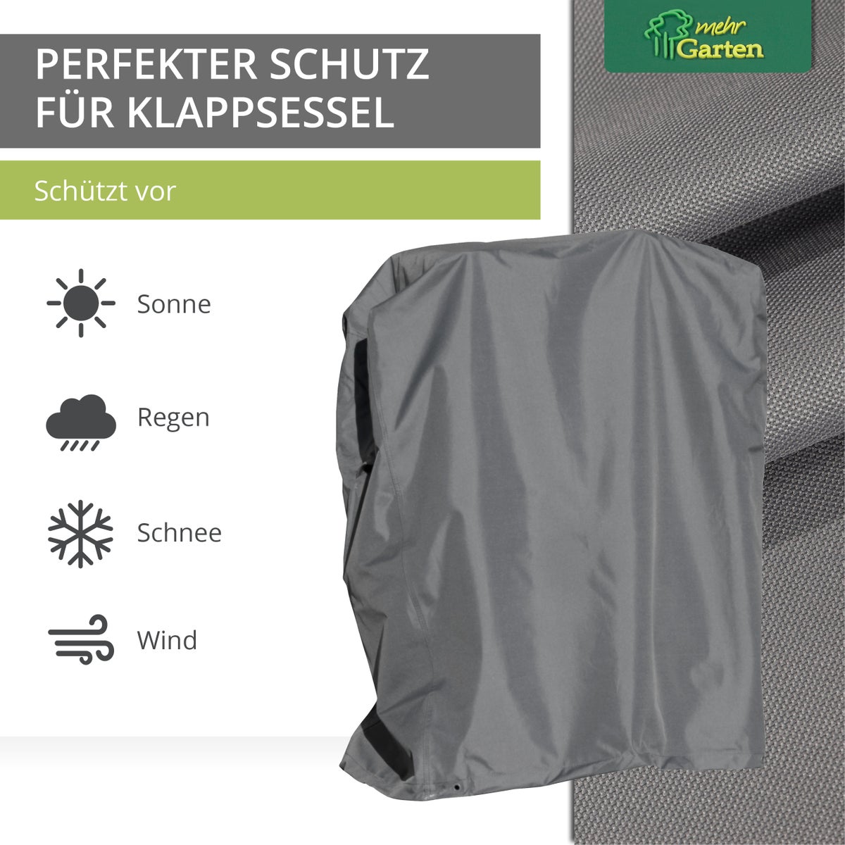 More Garden - Premium opvouwbare stoelhoes: 85(B) x 45(D) x 100(H) cm | 2-3 stoelen | Waterdichte en weerbestendige hoes voor tuinstoelen, ligstoelen en opvouwbare stoelen van Oxford 600D-stof | Lichtgrijs