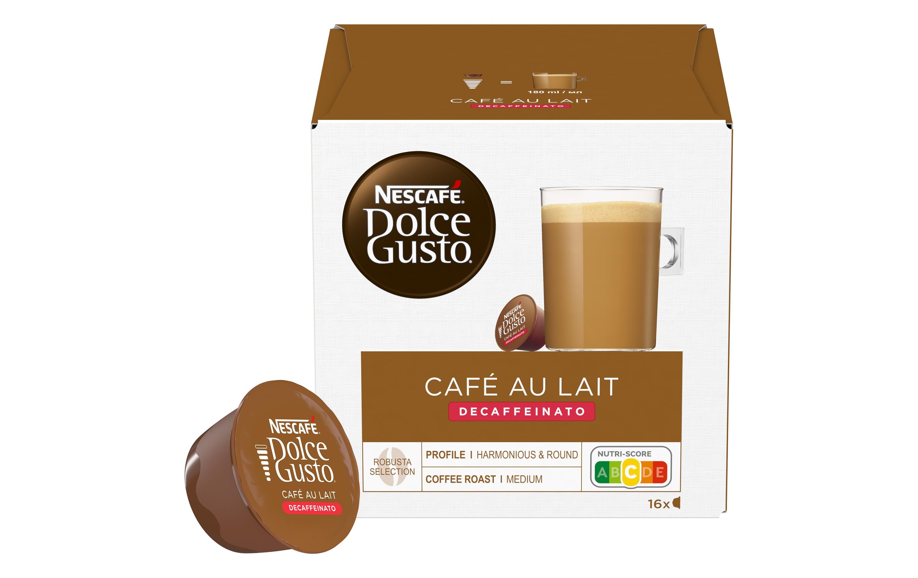 Dolce Gusto Café lait décaf 16 StückKapseln mit Vollmilchpulver und entkoffeiniertem löslichem Kaffee