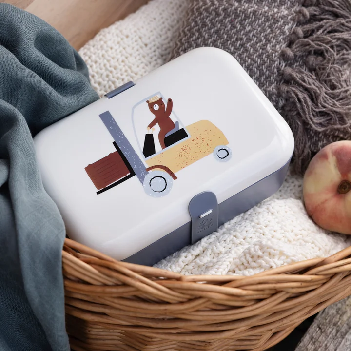 Sebra - Lunchbox mit Silikonband, Busy Builders, blau