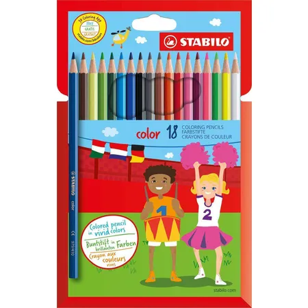 Buntstift - STABILO color - 18er Pack - mit 18 verschiedenen Farben inklusive 3 Neonfarben
