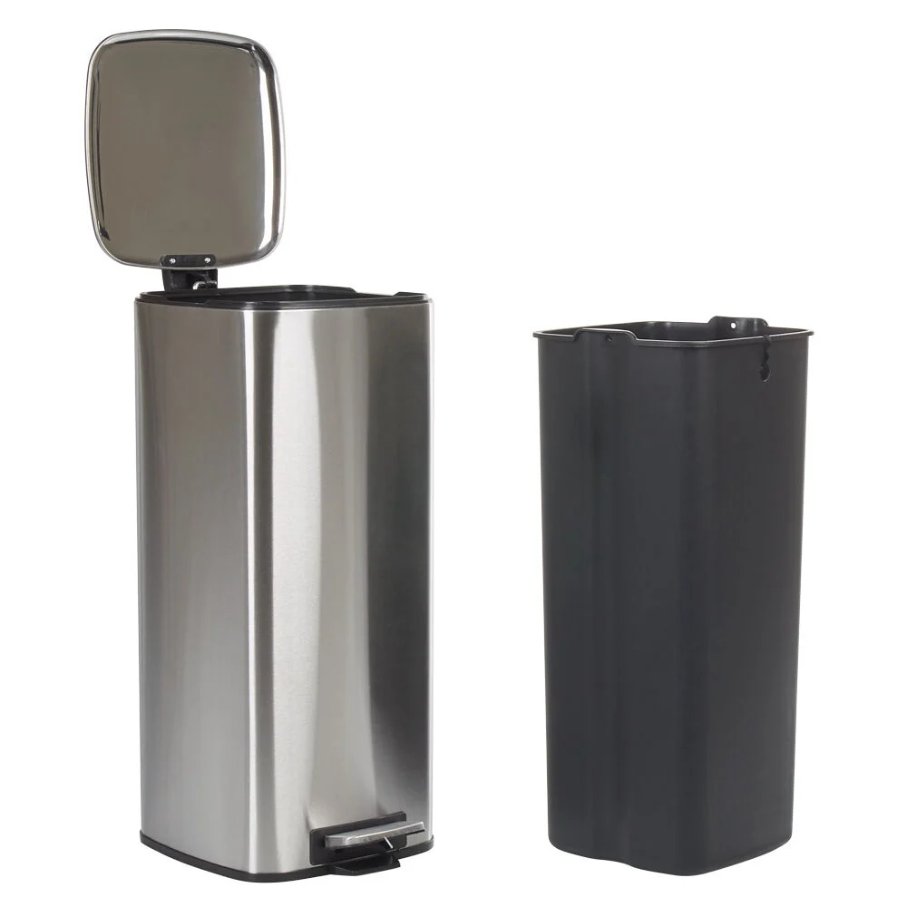 Poubelle pédale gris métallisé 30L