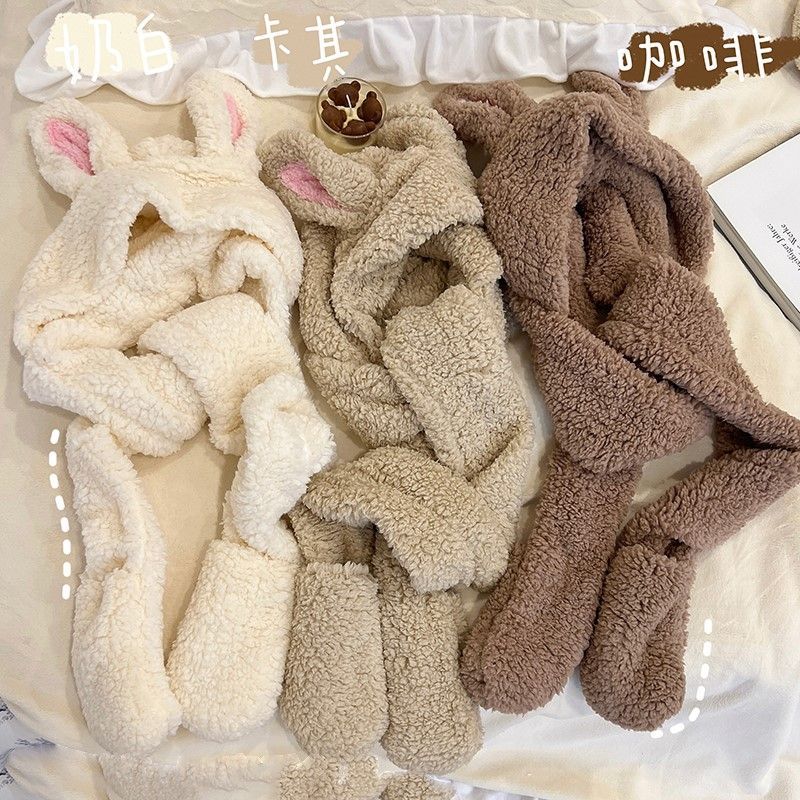 Yunikon - Fleece sjaal met ooraccent en wanten