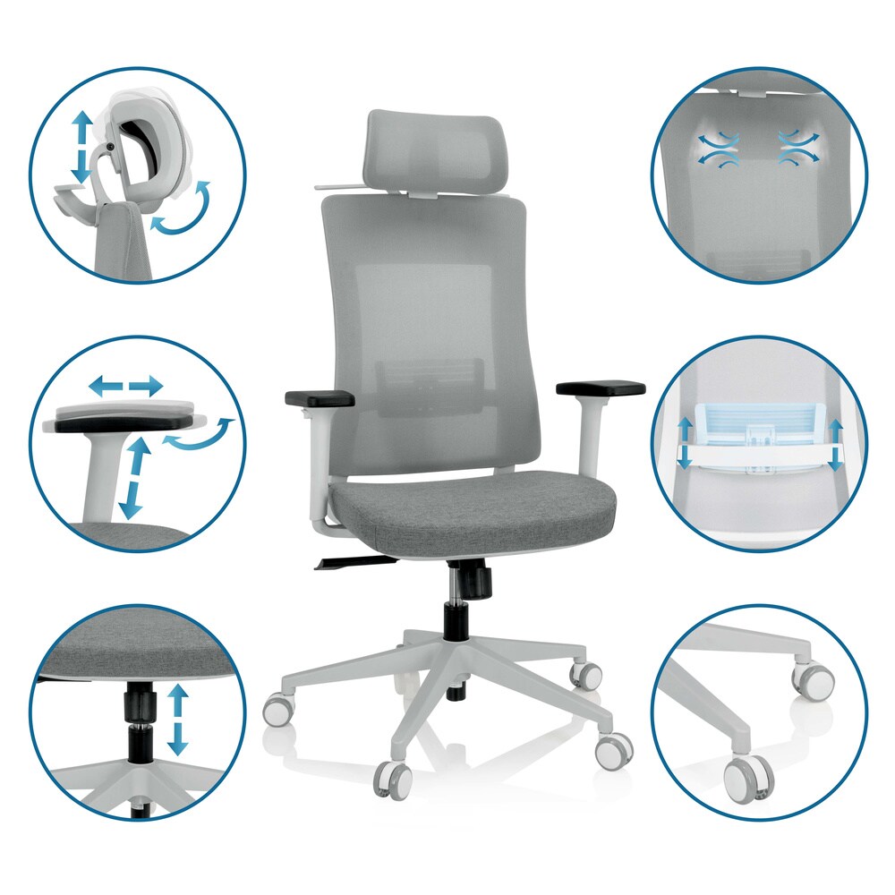 Profi Bürostuhl COMFIO WMH Stoff/Netzstoff mit Armlehnen (höhenverstellbar) hjh OFFICE