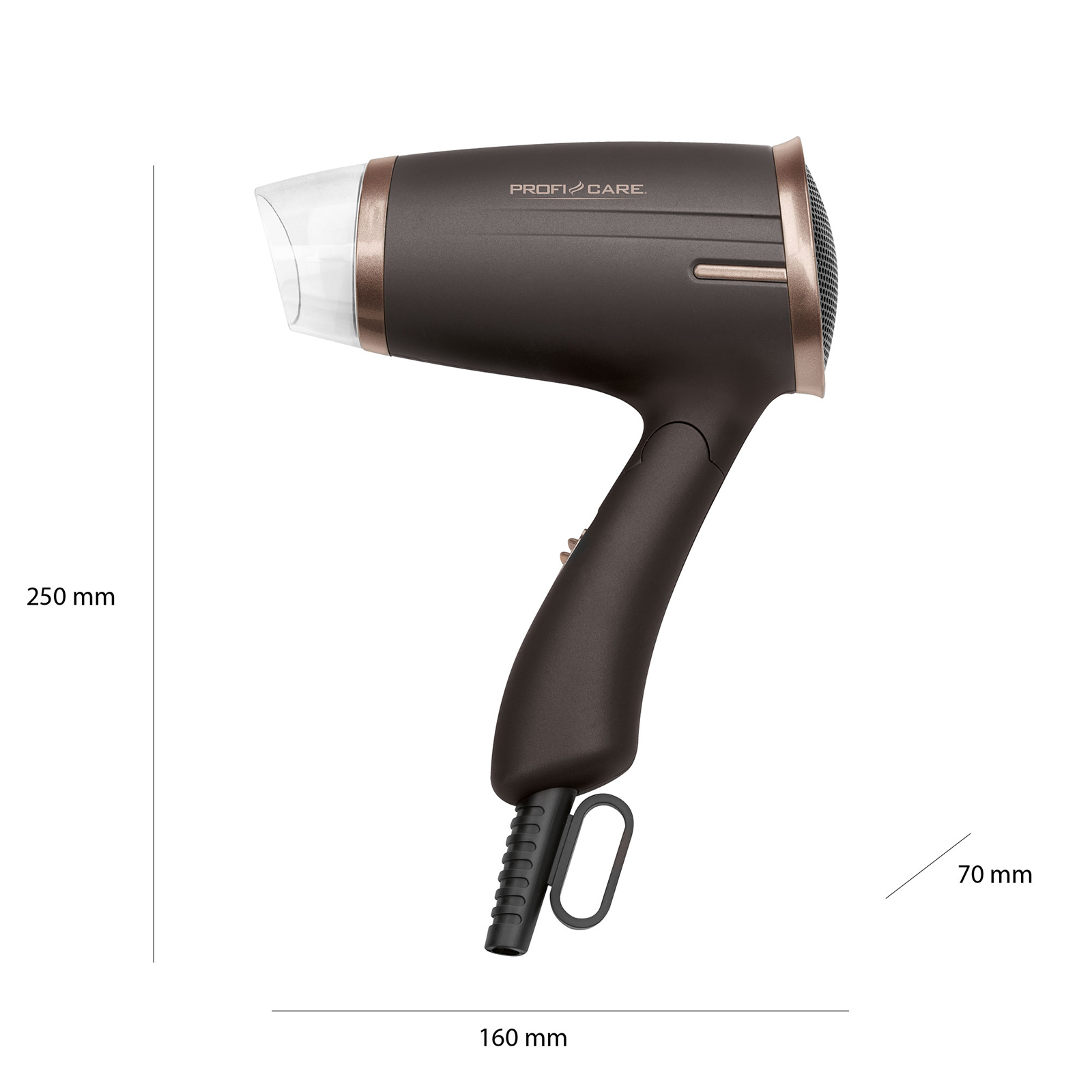 PROFICARE Haartrockner - braun-bronze - abnehmbare Formdüse
