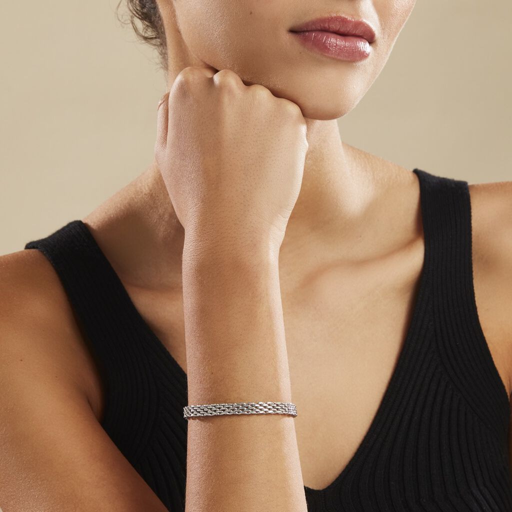 Bracelet Metropolitan Maille Fantaisie Acier Blanc
