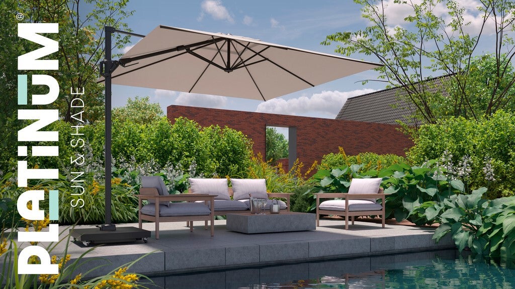 Platinum Outdoorable zweefparasol Challenger T2 beige 50+UV 350 x 260 cm