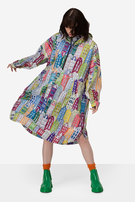 Funktions-Regencape, Unisex, Print, Kapuze