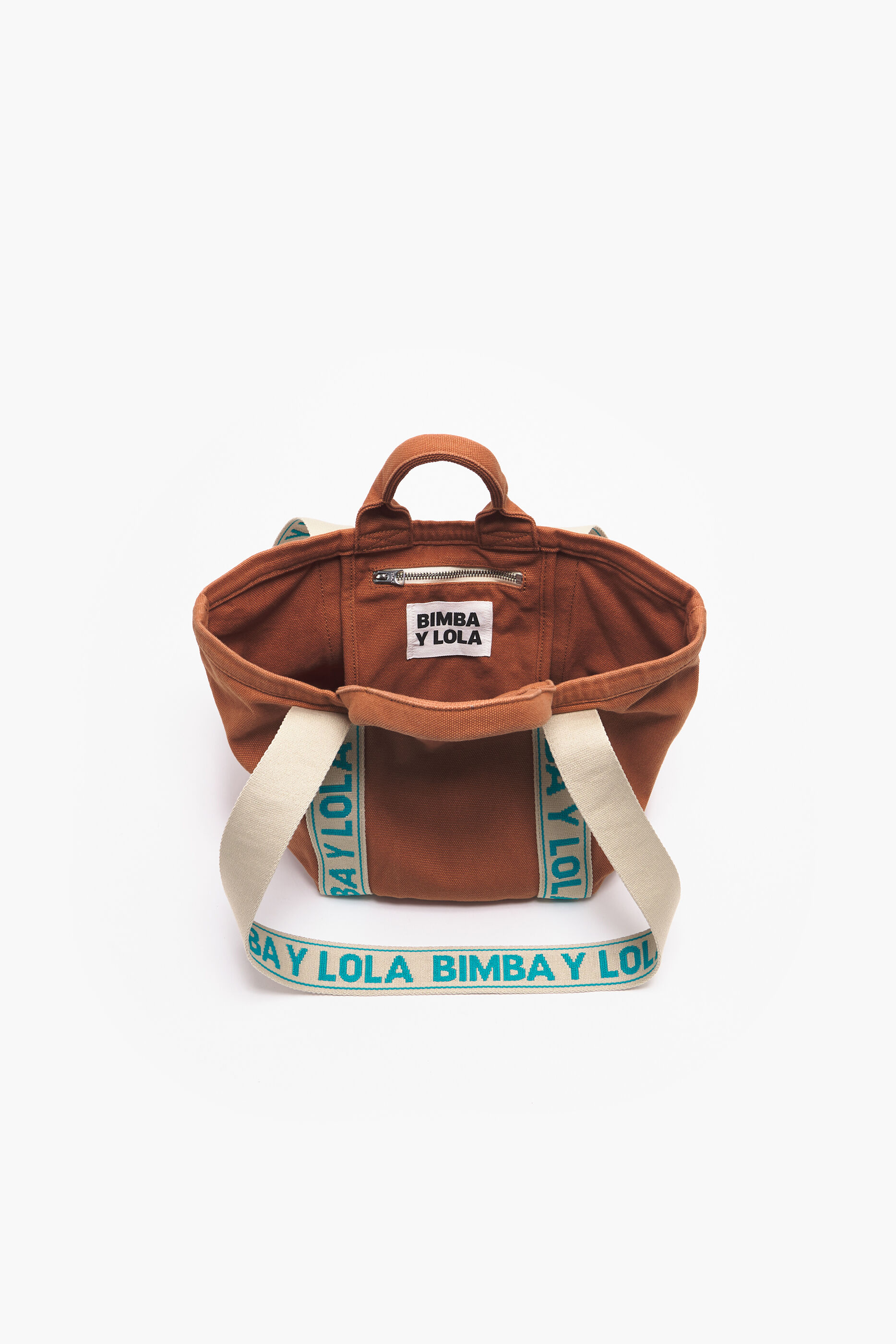 Sacola de compras pequena em lona tostada