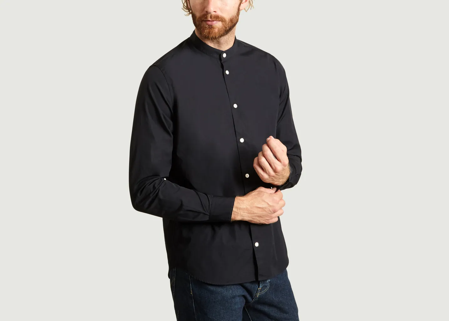 Chemise Hans en Popeline à Col Mao Norse Projects