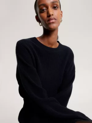 Vestido suéter de lã cashmere com monograma TH