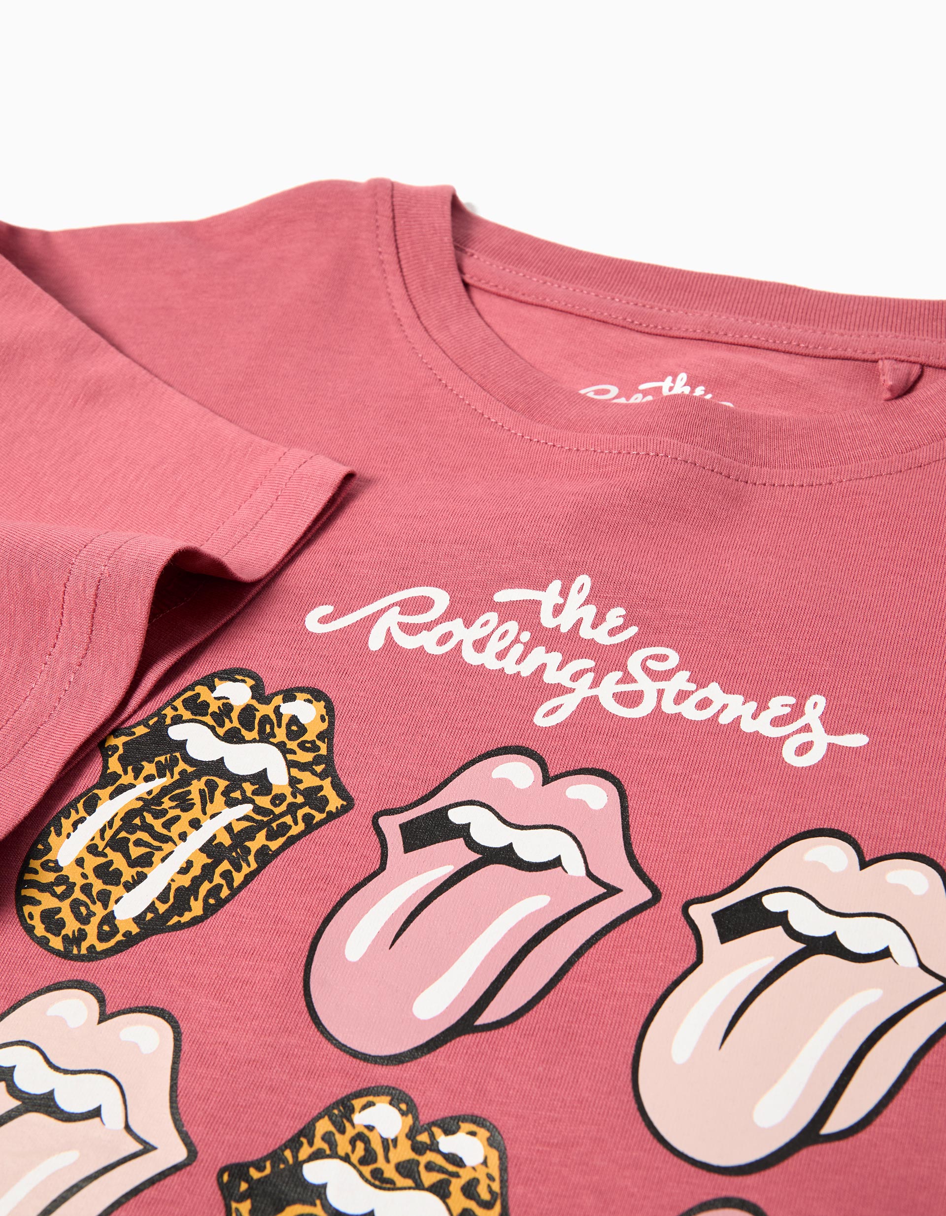 T-shirt 'The Rolling Stones', Menina, Rosa Escuro