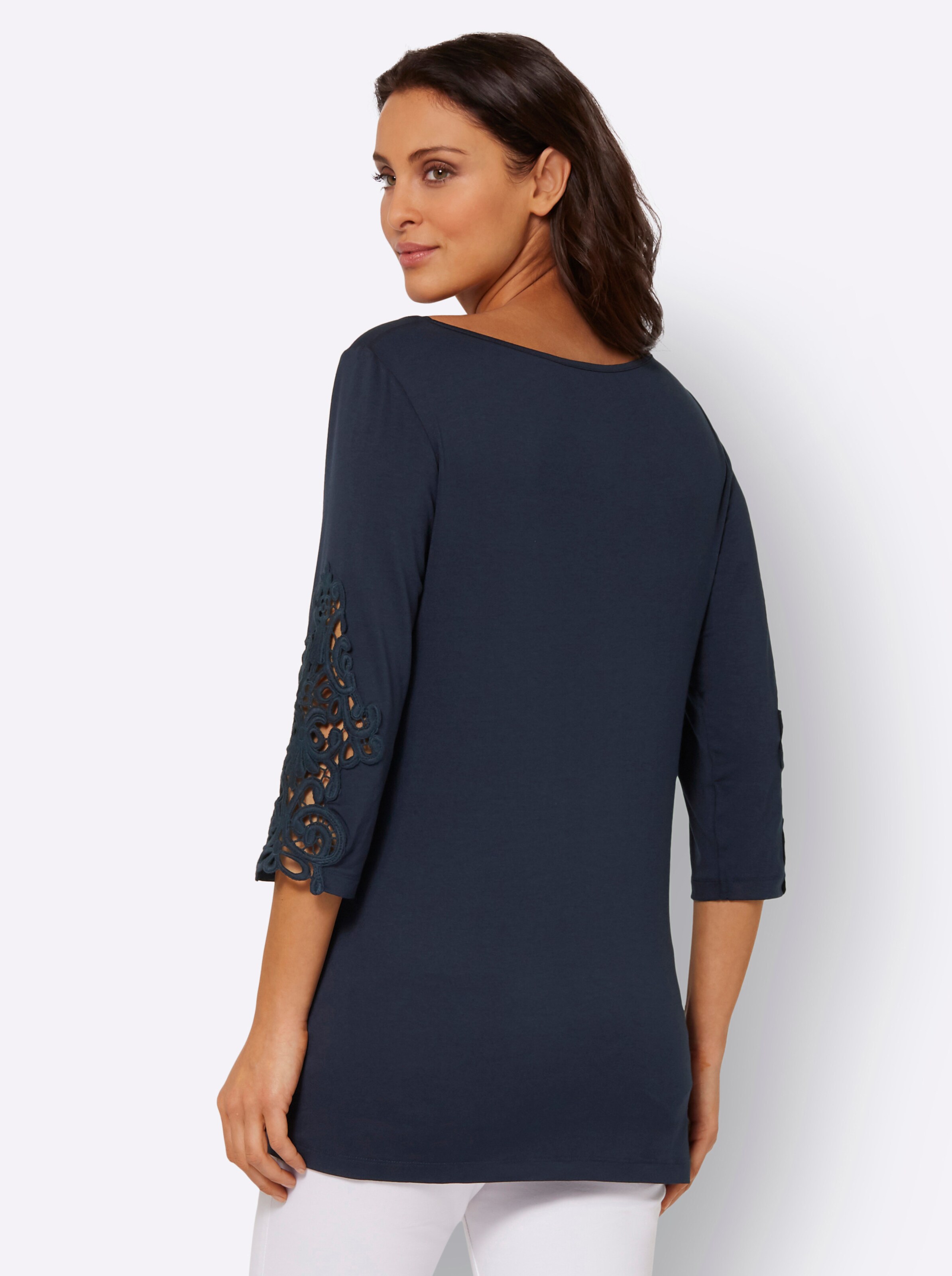 Spitzenshirt in marine