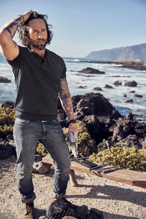 JP 1880 Henley, Bauchfit, Halbarm, Rundhals, bis 8 XL