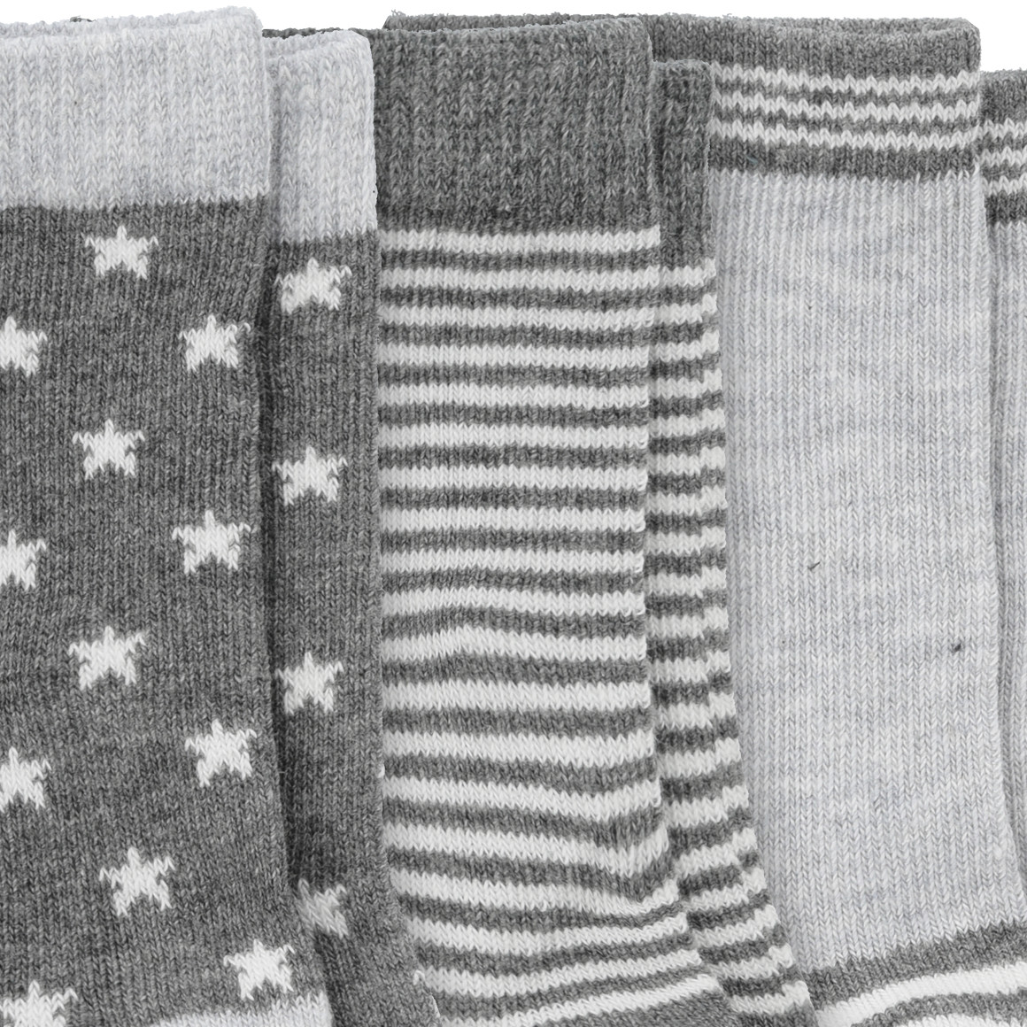 Topomini 3 Paar Baby Socken mit Bio-Baumwolle hellgrau / weiss