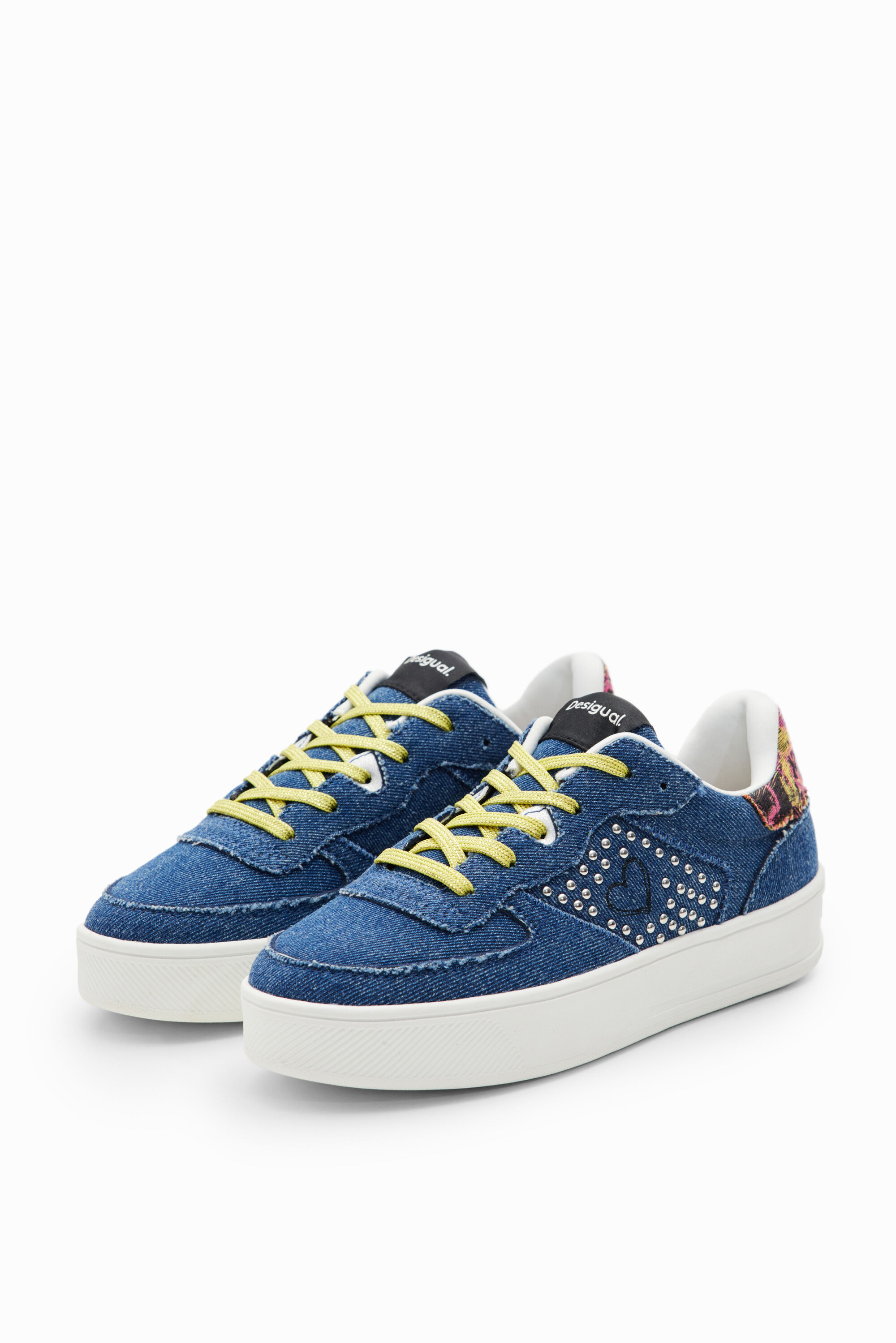 Baskets plateforme denim cœur