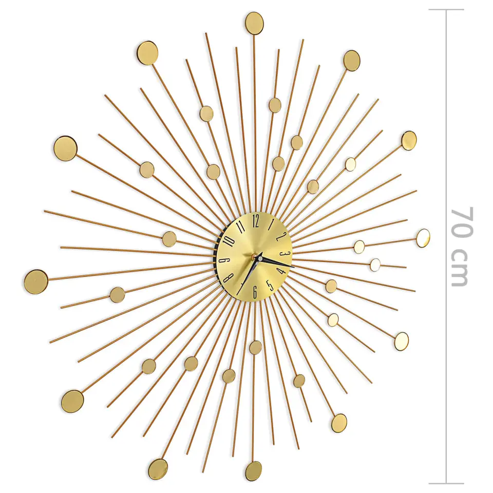vidaXL - Wandklok - Goud - Metaal - 70 cm