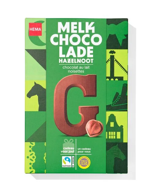 lettre G en chocolat aux noisettes 140g