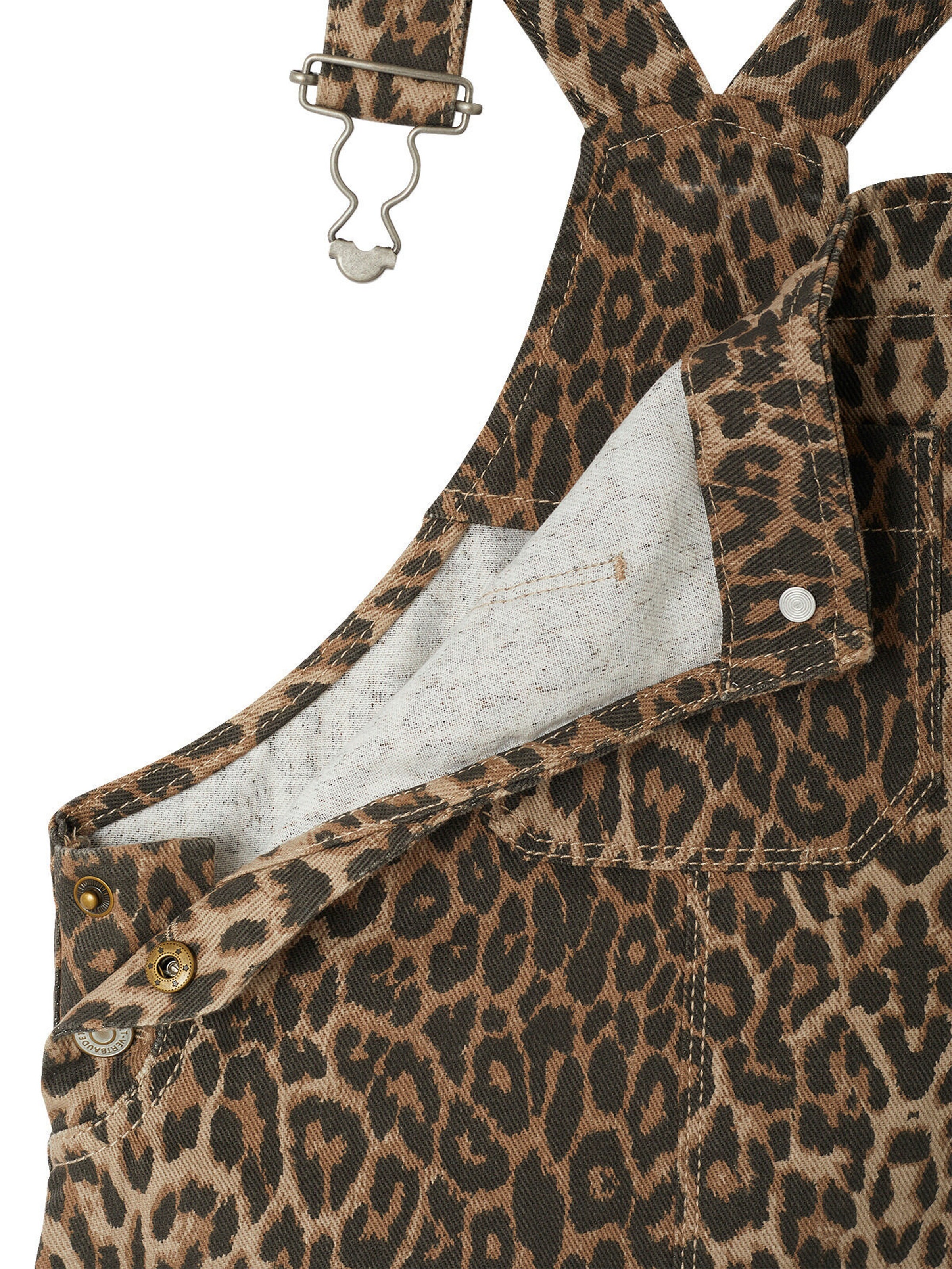 Vertbaudet Gemusterte Mädchen Latzhose mit weitem Bein beige