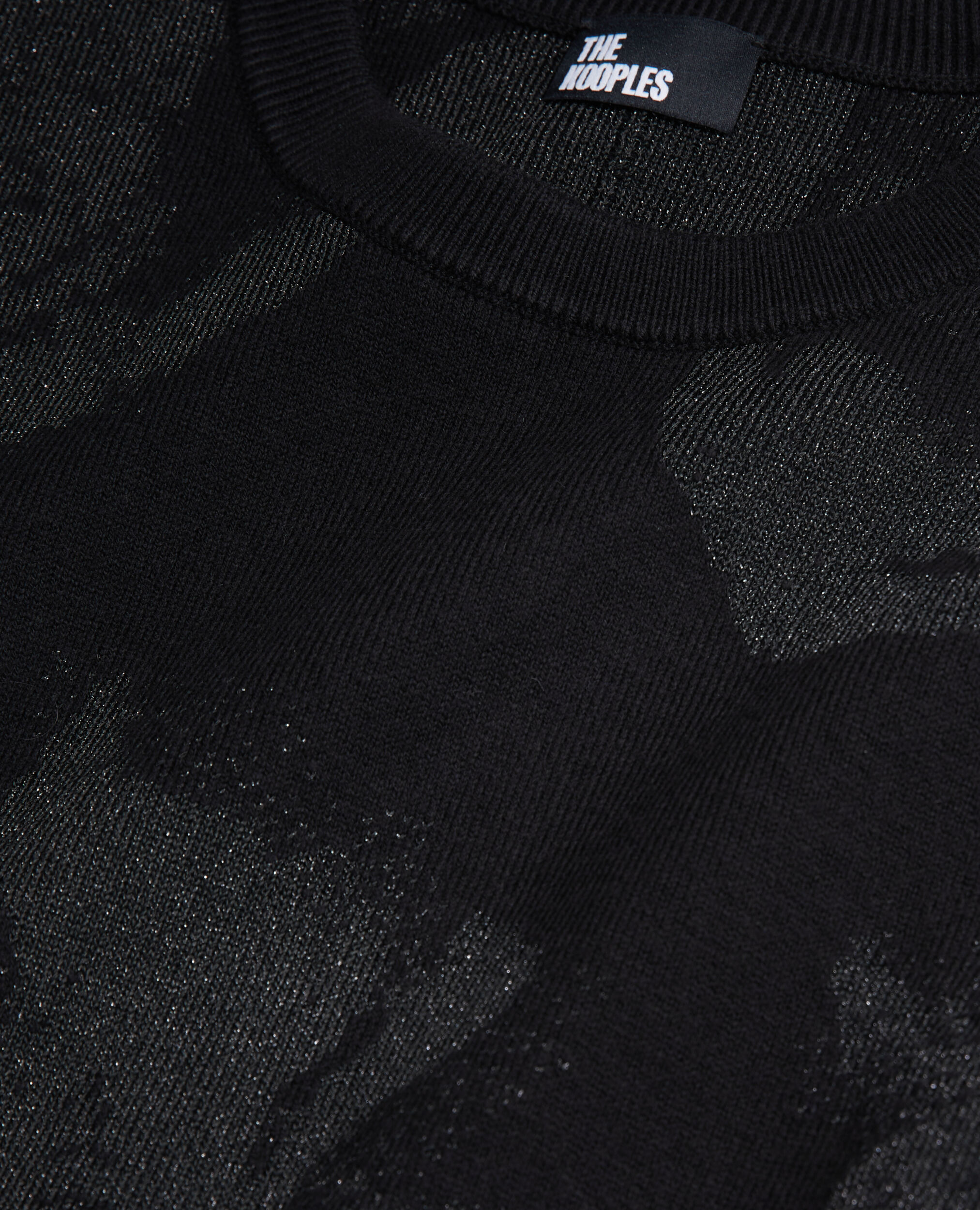 Black wool-blend jumper with silver patterns