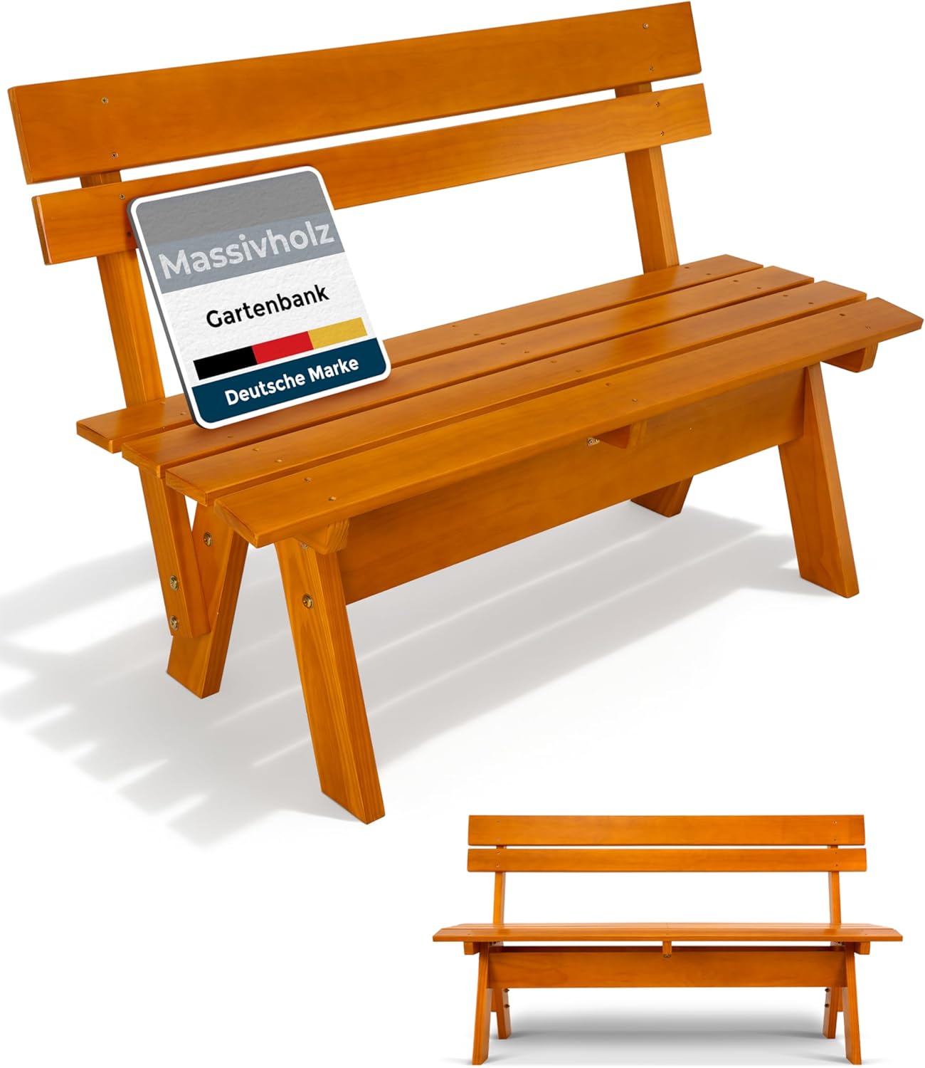 Beautissu Gartenbank Wetterfest Holz 3 Sitzer 150 cm breit – Garten Holzbank Outdoor Strapazierfähiges Robustes & Lackiertes Massivholz Bank für Balkon Terrasse Wintergarten Innenhof Parkbank – GR