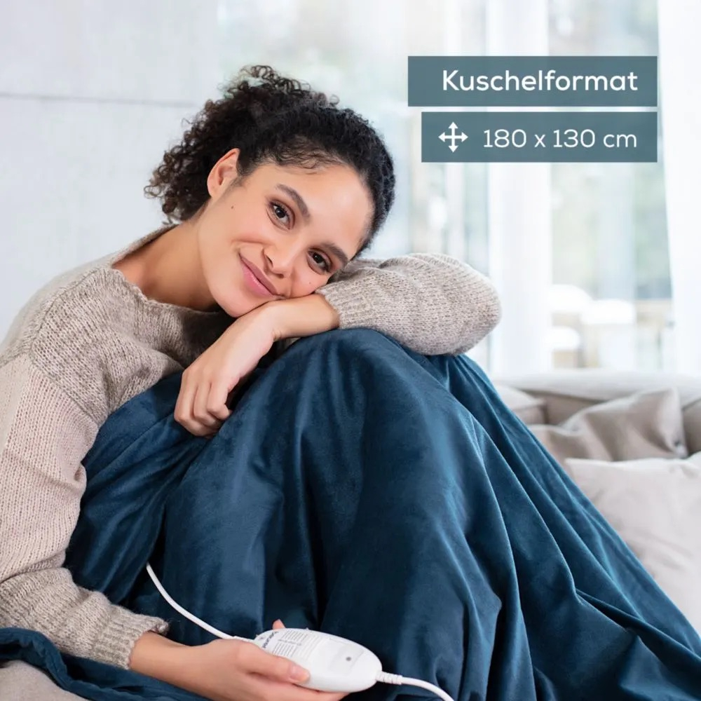 (180x130cm) HD 75 Flausch Heizdecke Elektrische Wärmedecke mit 6 Hitzestufen (42108) - Cosy Ocean