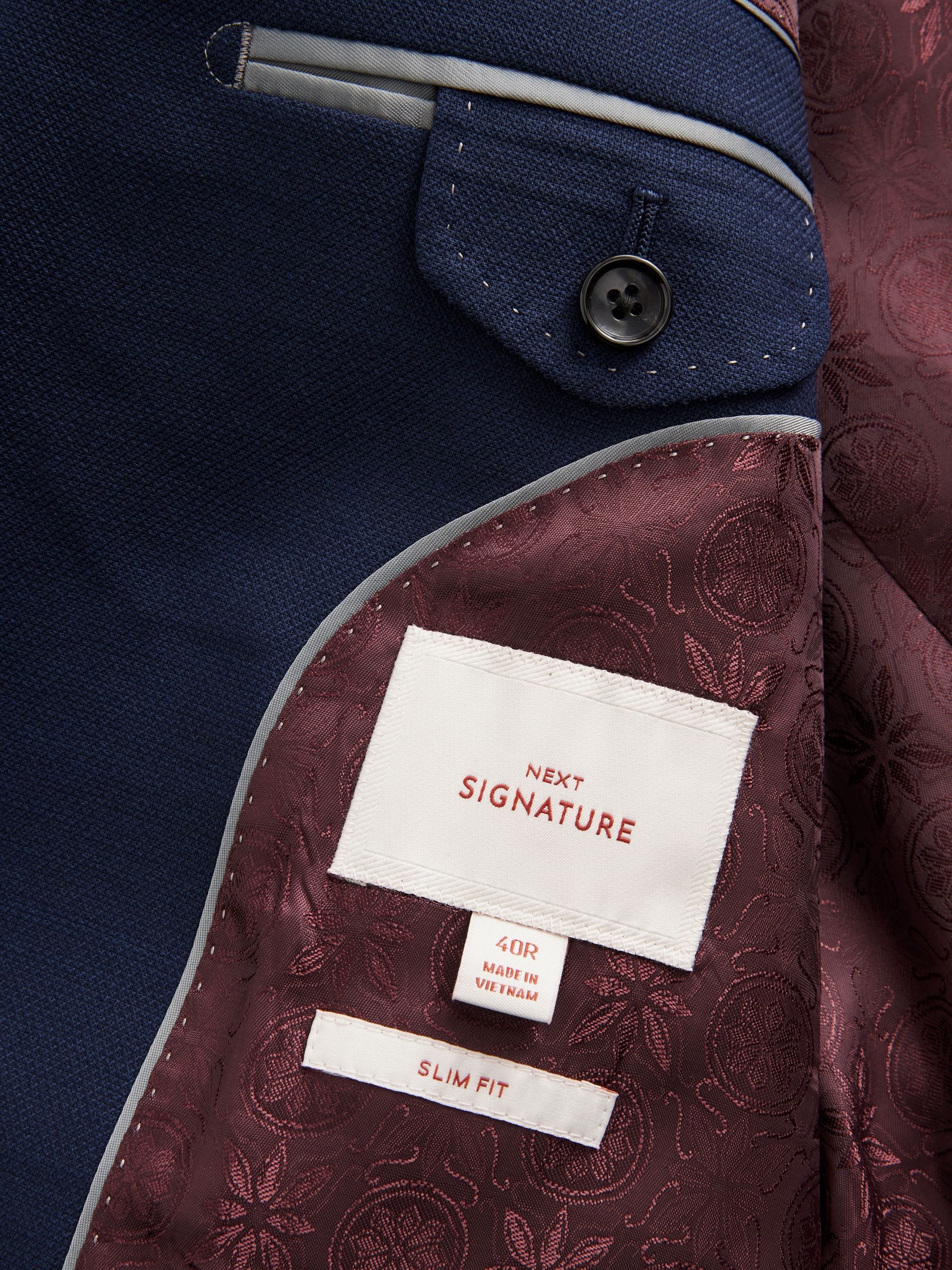 Helderblauw - Signature getextureerd slim-fit kostuumjasje van Italiaanse Tollegno-wol