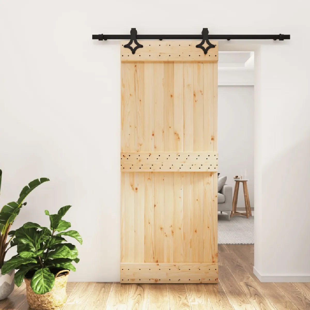 vidaXL Porte coulissante en pin massif - 85x210 cm