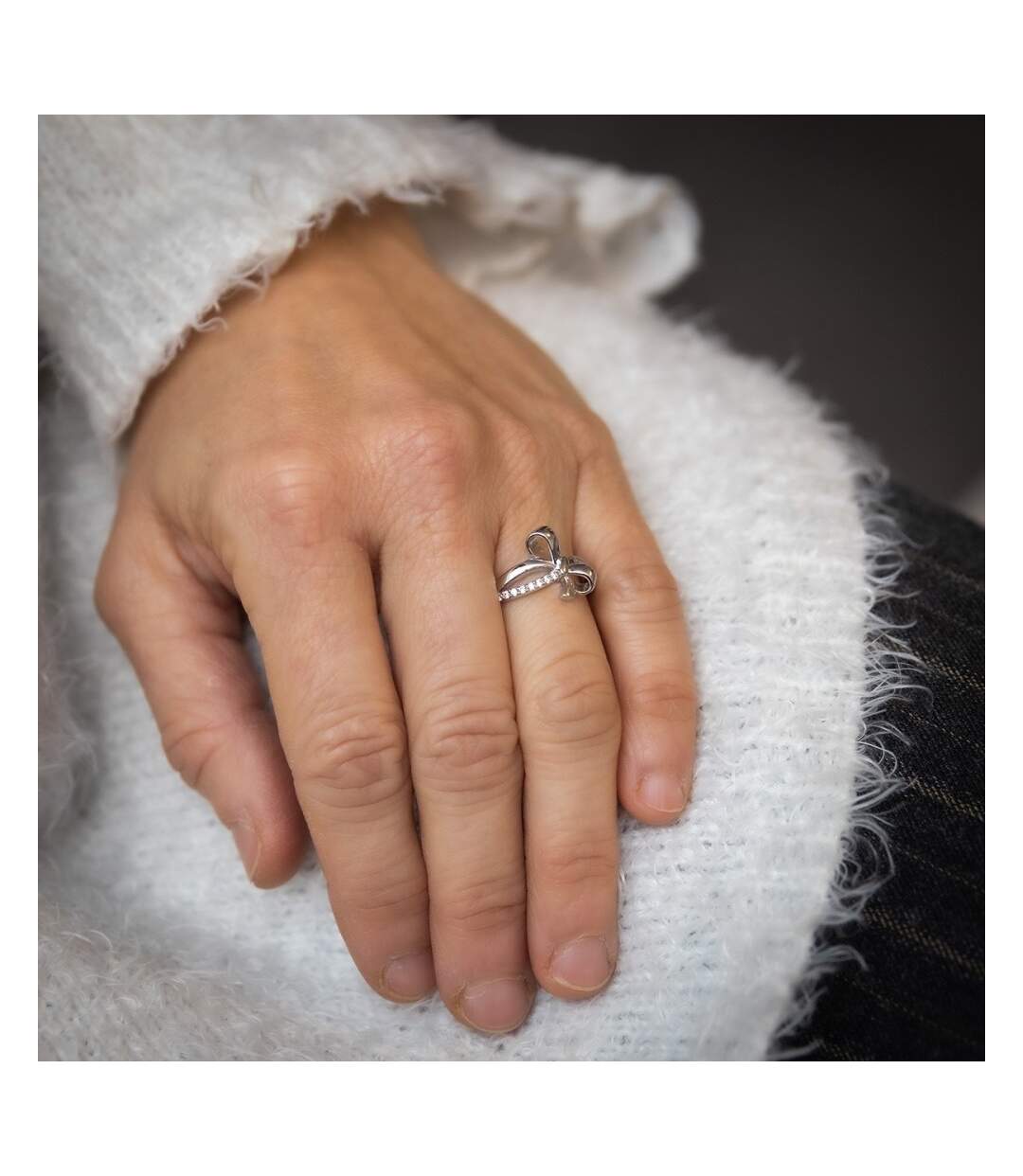 Coffret Bague Femme Rhodium Nœud SCULA