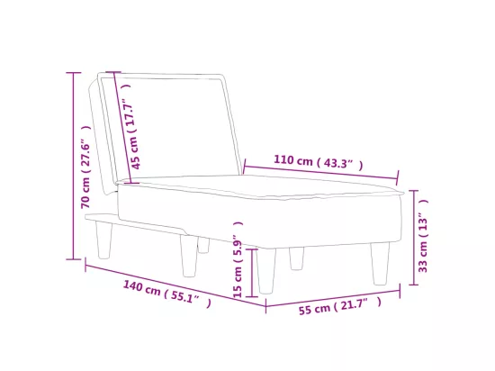 Chaise longue bleu velours