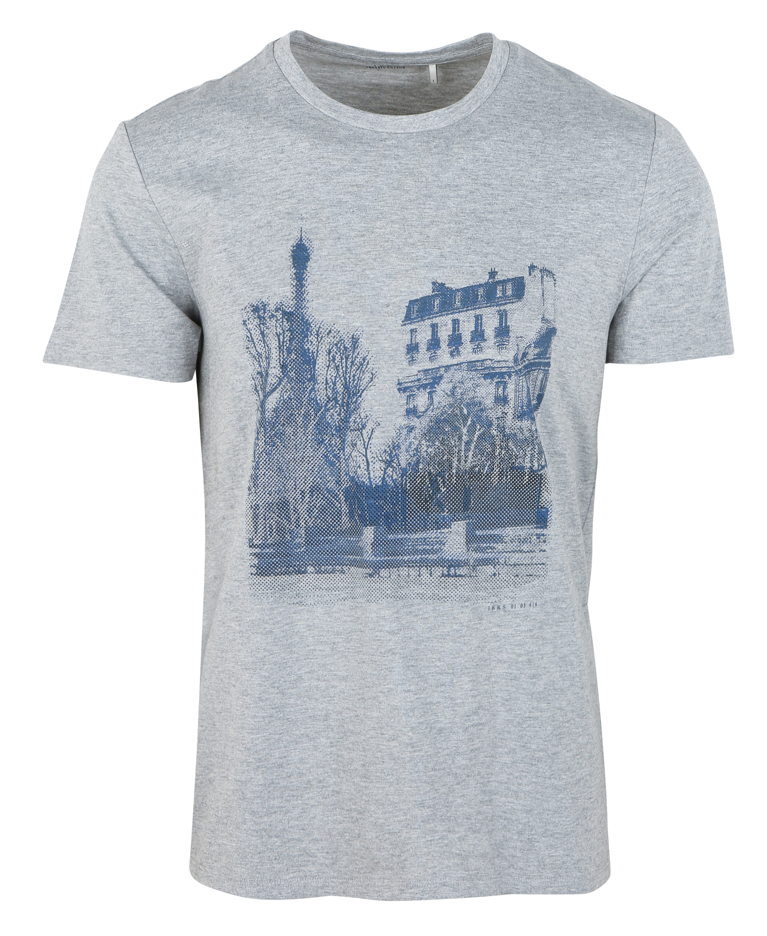 Tee-shirt col rond sérigraphié en coton mélangé| Gris