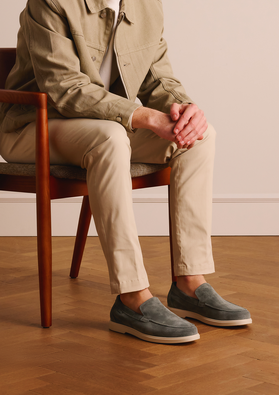 Blauwe suède loafers