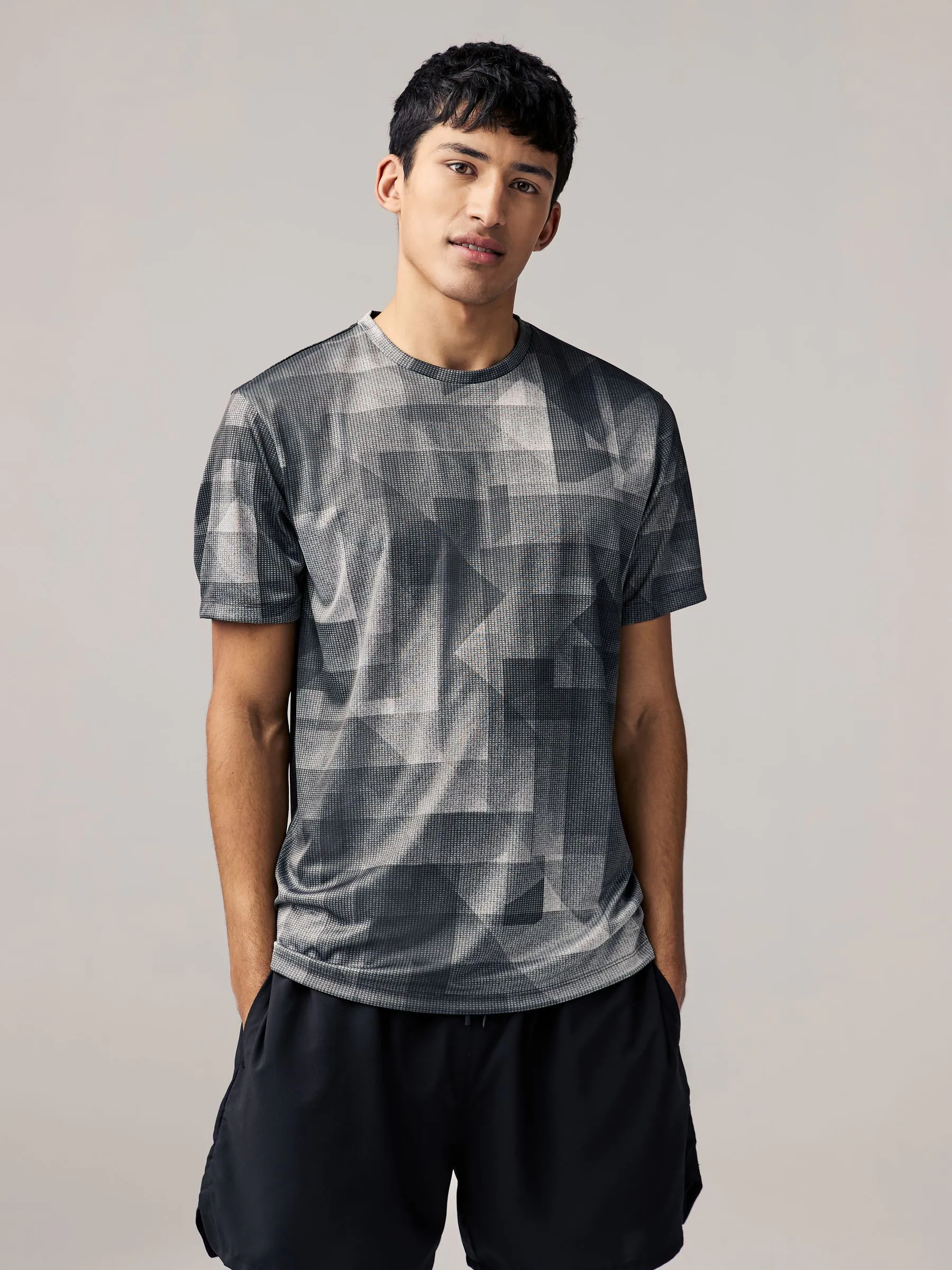 Zwart-wit mono - Active Gym training T-shirt met print