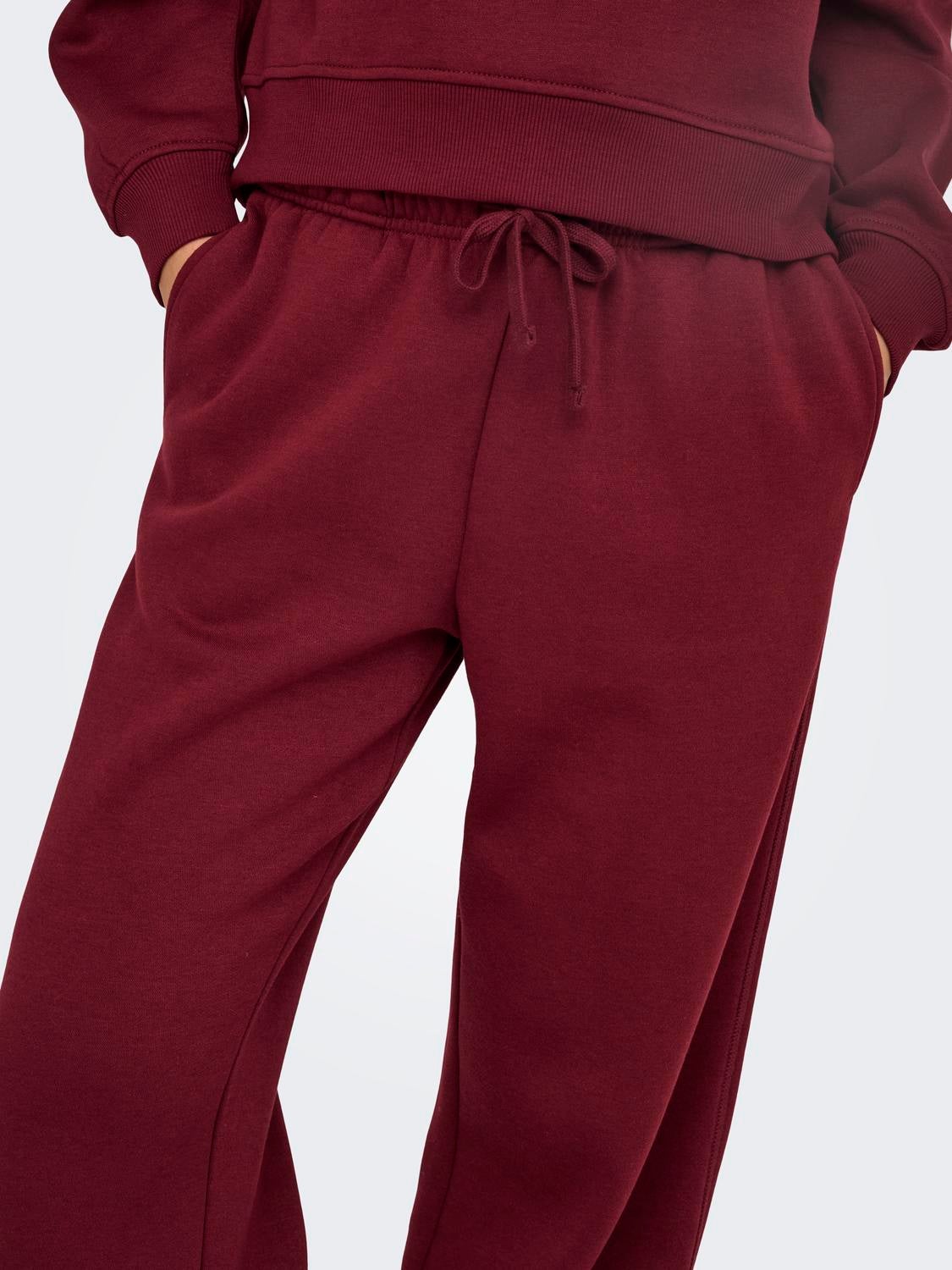 ONLBEST Mittlere Taille Weiter Beinschnitt Hose Cabernet