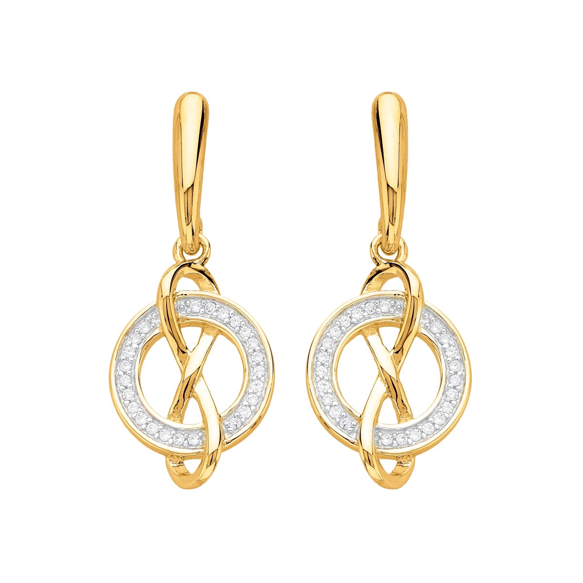 Boucles d'oreilles pendantes en Plaqué Or avec oxyde de zirconium blanc