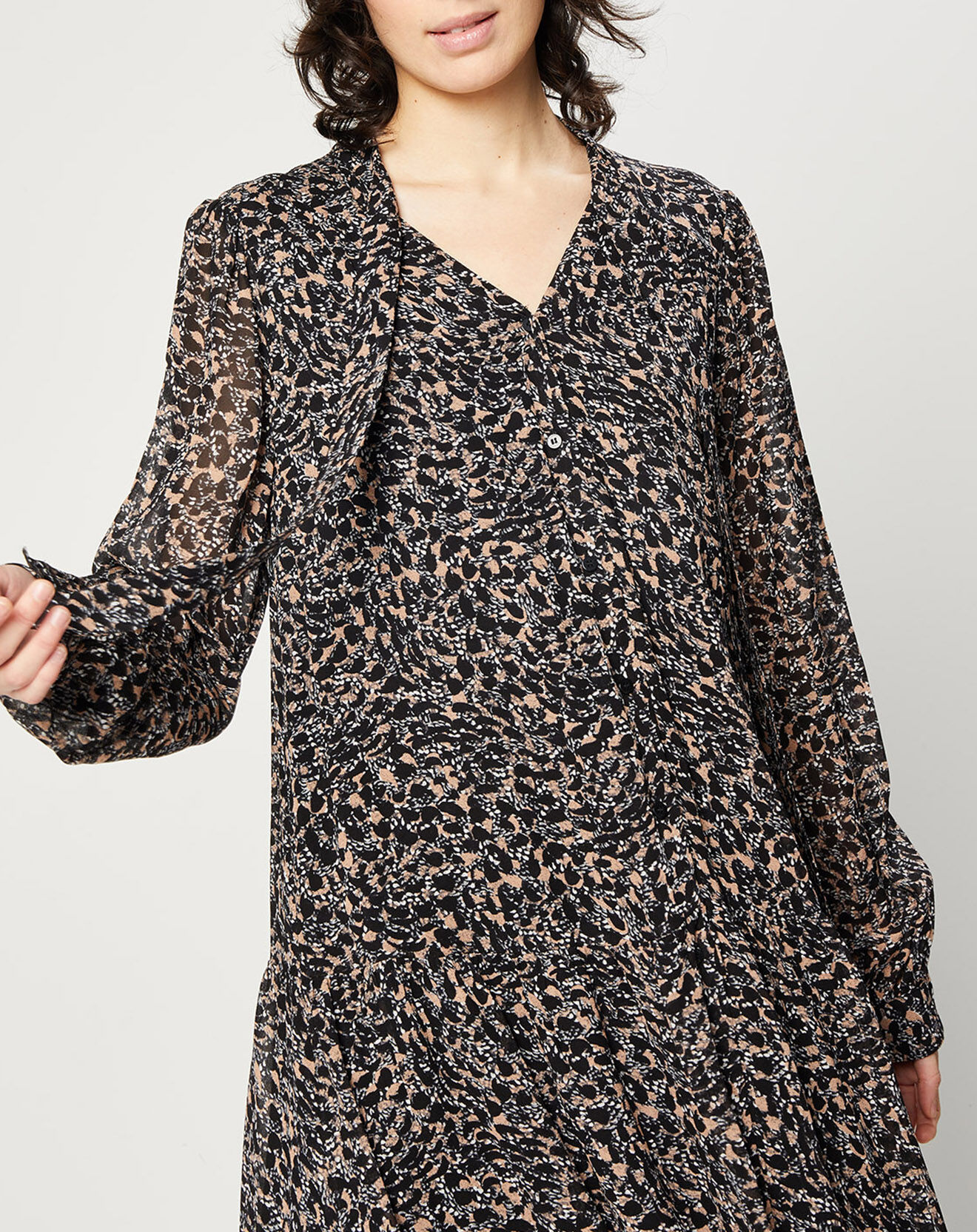 Esprit Robe maxi fluide imprimée noire